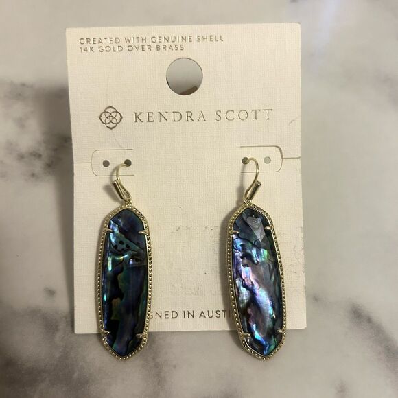 Kendra Scott Eleanor Drop‎ Earrings Abalone 14K Gold Over Brass NWT - Picture 1 of 2